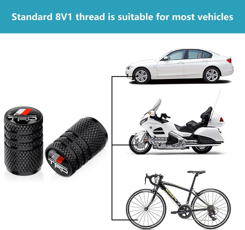 BFIVEANTE Tire Valve Stem Caps for Toyota TRD Metal Car Wheel Air caps Auto Valve Stem Caps Accessories 4 Pcs Black - Image 5